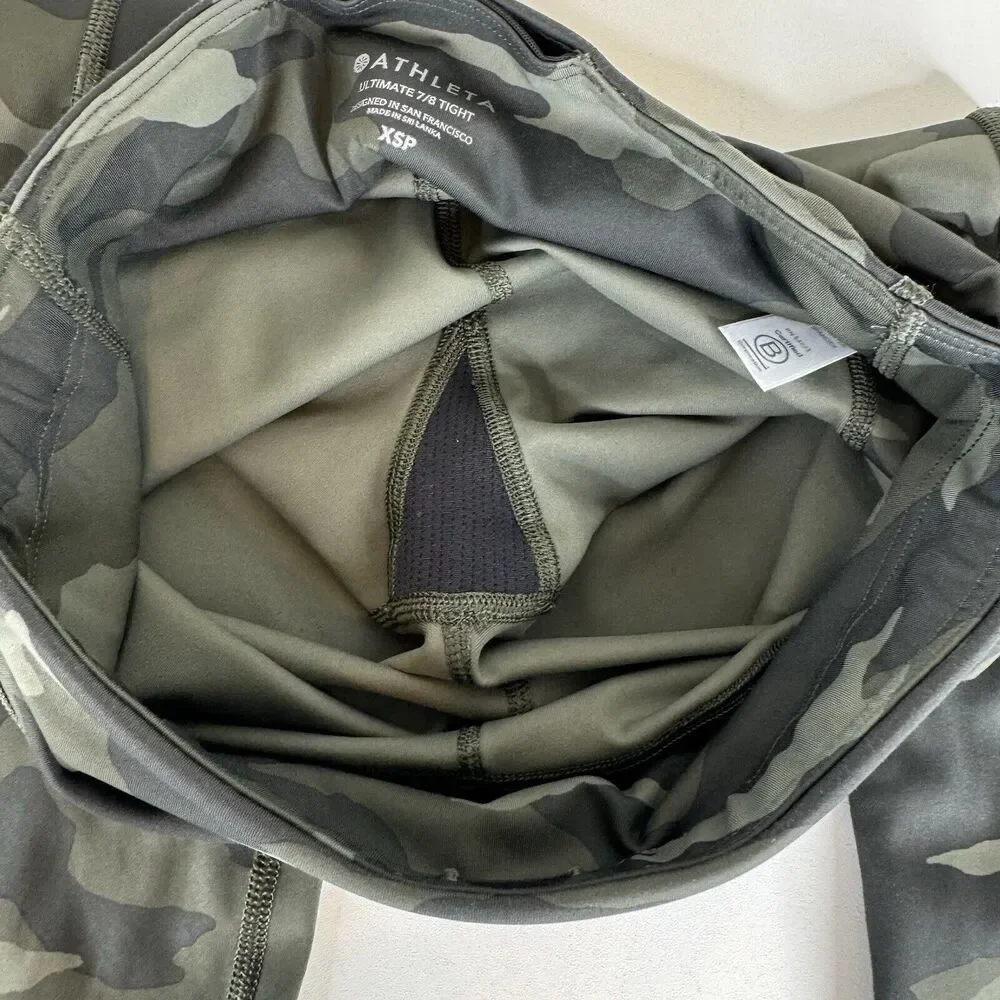 Athleta Ultimate Camo 7/8 Legging Size XSP Olive Green #531773 - Picture 11 of 13